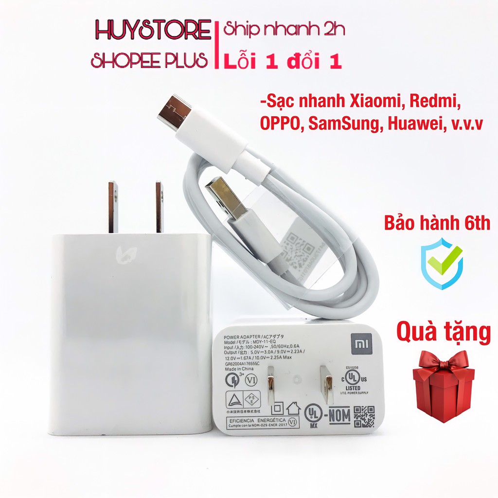 Sạc Nhanh Xiaomi 22,5w Chính Hãng, Sạc Nhanh Redmi Không Nóng Máy, Không Loạn Cảm Ứng, Cáp Sạc Type C và Micro Usb