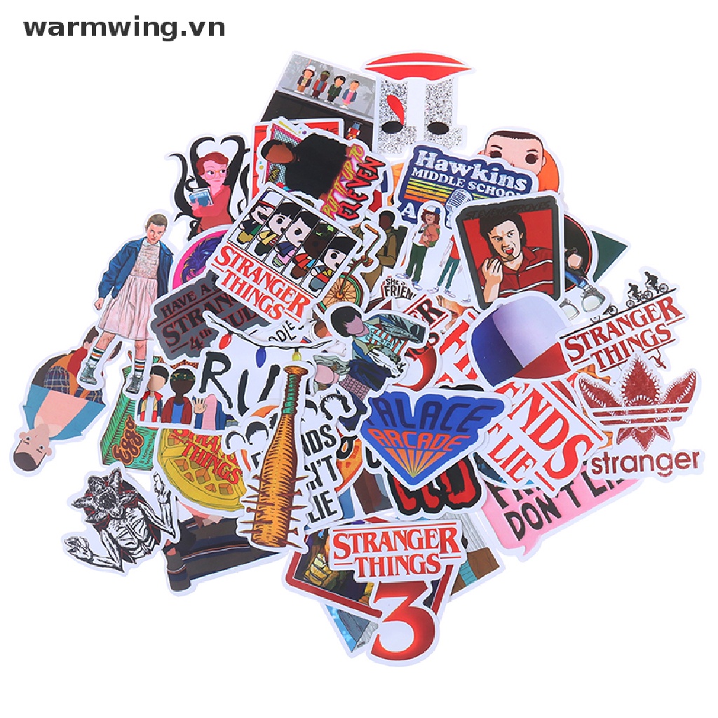 【warmwing】 50Pcs Stranger Things Skateboard Stickers Vinyl Laptop Luggage Phone Decals .