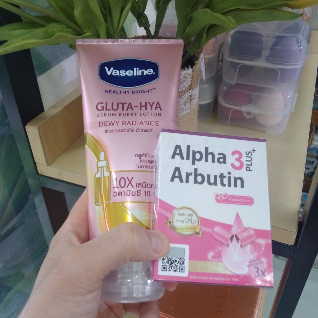[Date 2024] Combo Dưỡng thể Vaseline Serum 10x -50x + Viên Kích Trắng Alpha Arbutin Thái Lan