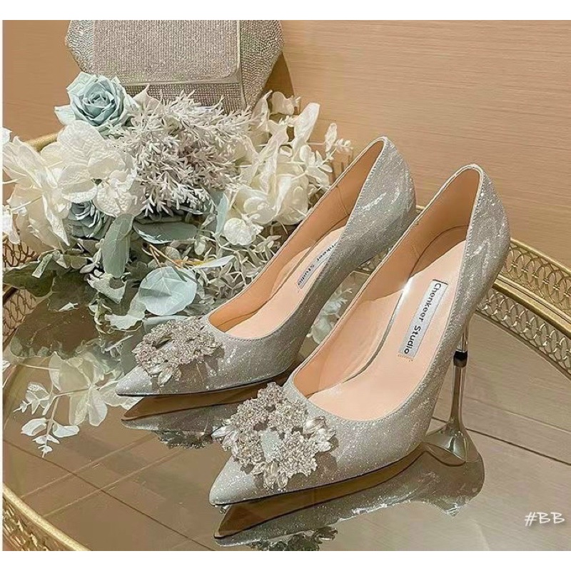 Cao Gót Hoa Đá Ghi Full Size 35-39  -  By Anh Dinh Phuong