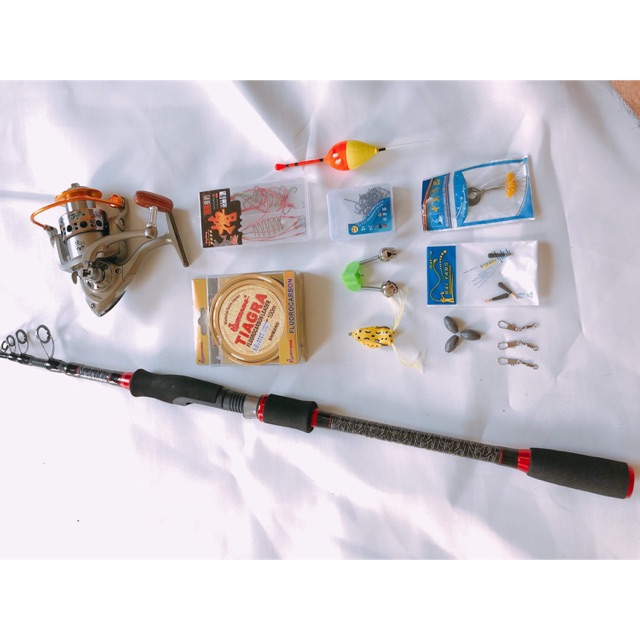 Bộ cần câu cá daiwa máy đứng rút gọn tiện lợi