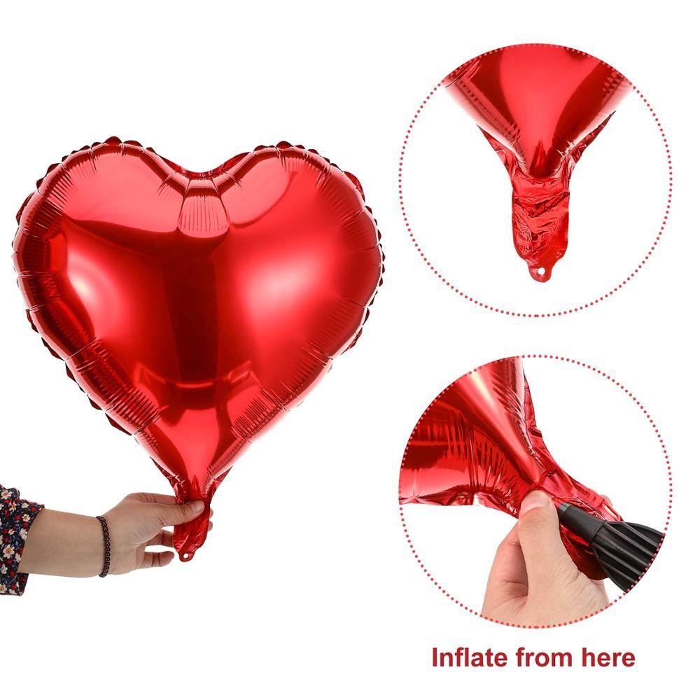 Set 1 / 10 Bong Bóng Nhôm Hình Trái Tim Kích Thước Lớn Cho Ngày Valentine / Sinh Nhật
