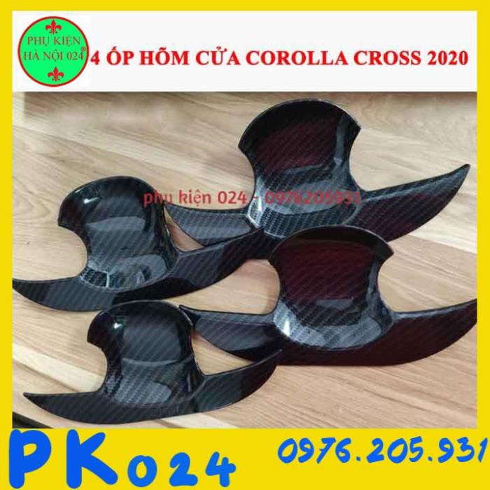 [Sale Sốc] [Corolla Cross 2020] Bộ Ốp Tay Nắm  Hõm Cửa Ô Tô Corolla Cross 2020 Vân Cacbon