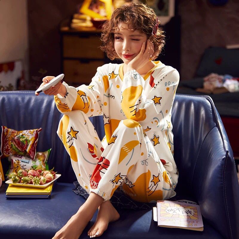 Bộ Đồ Ngủ Nữ Mặc Nhà Vải Co Giãn 4 Chiều-Quần Áo Dài Tay Dày Ở Nhà Mùa Xuân Thu Đông Dễ Thương Giá Rẻ Ảnh Thật BĐN46 | BigBuy360 - bigbuy360.vn
