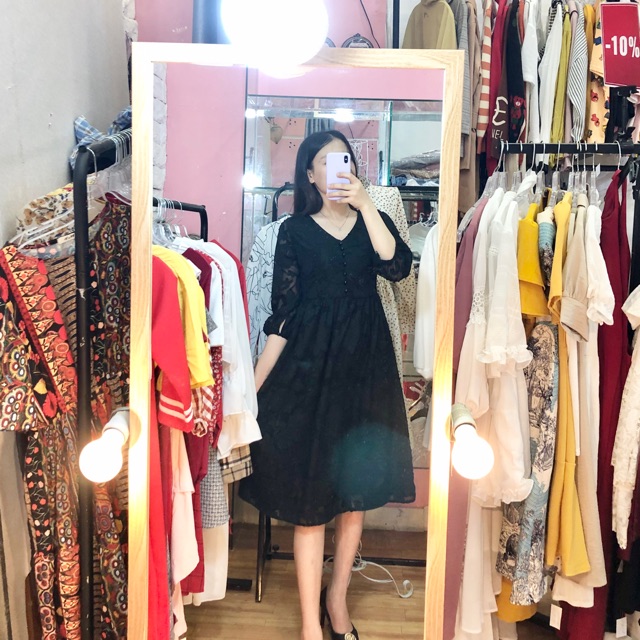 Đầm ren đen dáng dài(sẵn tại shop)