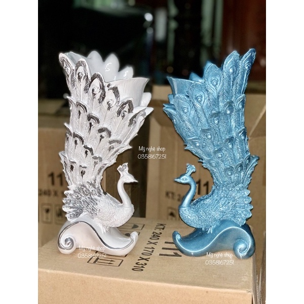 Bình hoa composite, phong thủy, bình con công, decor, trang trí, quà tặng sinh nhật, tân gia, bình hoa giả, công 3