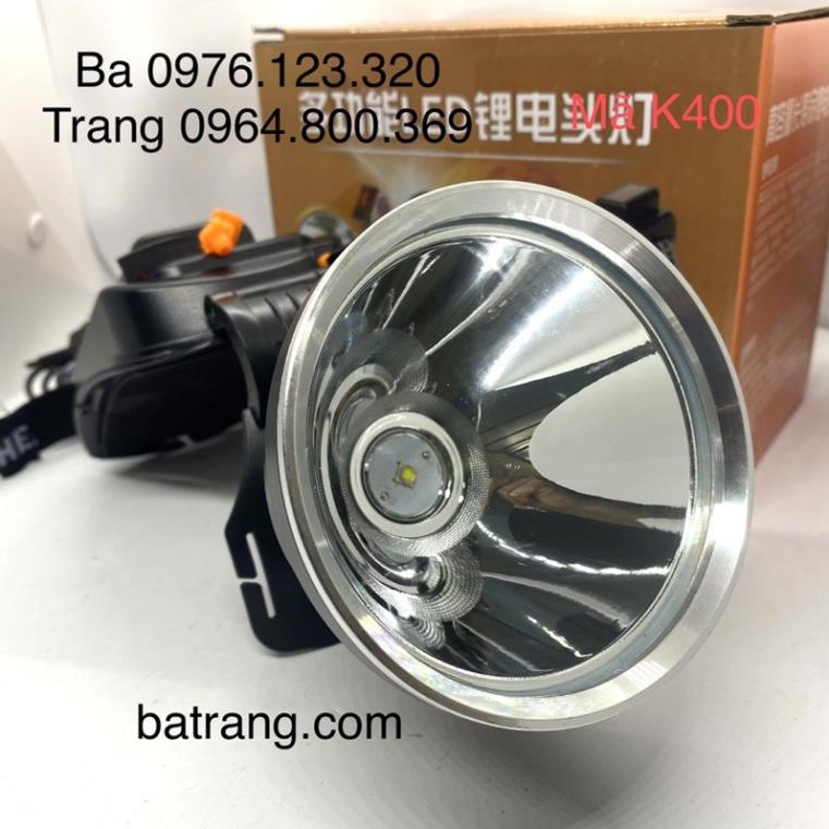 Đèn pin đội đầu siêu sáng, đèn đeo đầu K400  siêu khủng 6 pin chóa lớn 10cm