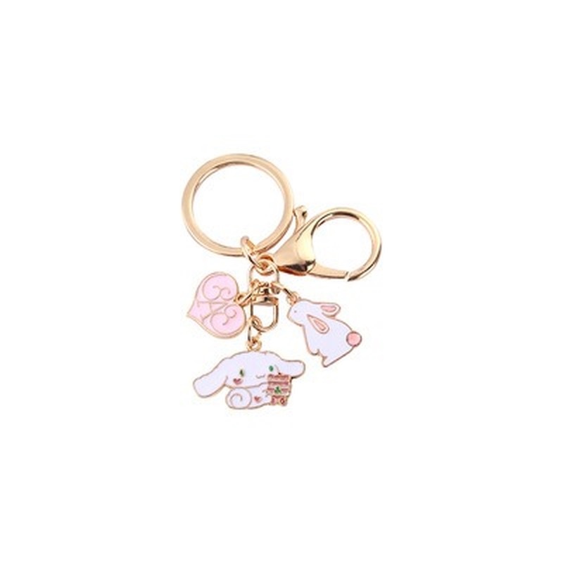 Móc khóa QIHE JEWELRY hình thỏ và hoa hồng hoạt hình đáng yêu xinh xắn