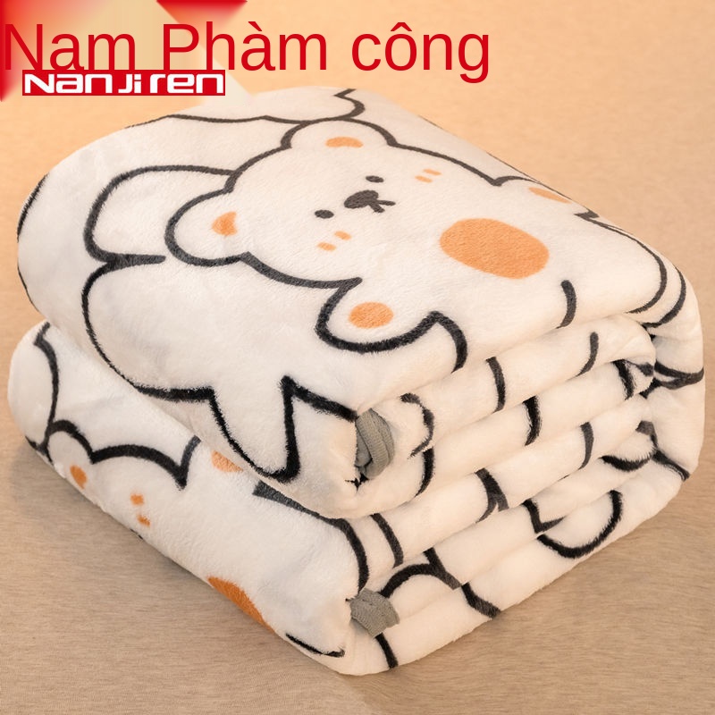 Chăn lông cừu dày dặn, chăn nỉ san hô bao phủ chăn bông, chăn ngủ trưa vào mùa đông