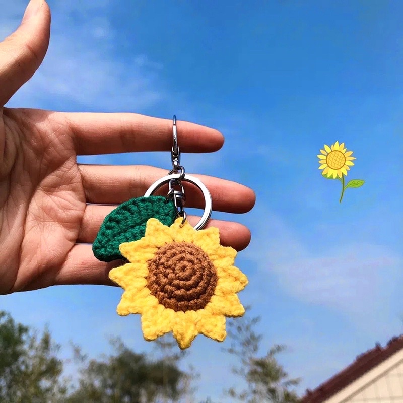 Móc khoá hoa len handmade