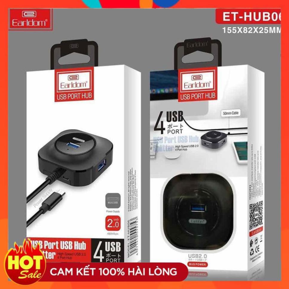 [Chính Hãng] Hub USB 4 cổng Earldom HUB-06 - Bộ chia USB 1 ra 4 - Hàng Chính Hãng bảo hành 12 tháng