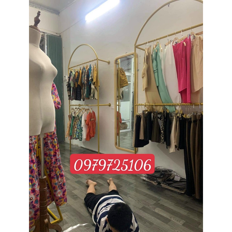 GIÁ TREO BẮT TƯỜNG HÌNH VÒM CONG 2 TẦNG - KỆ TREO QUẦN ÁO - DÀN TREO ĐỒ SHOP THỜI TRANG