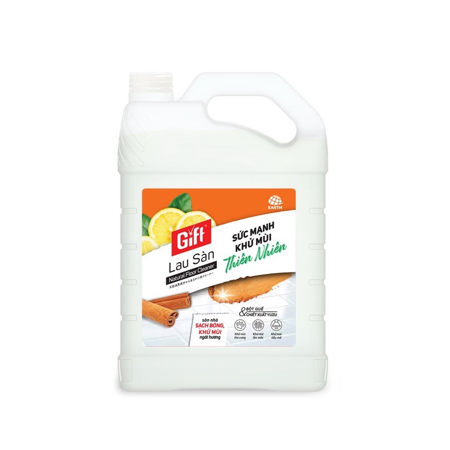 [HOT]GIFT Lau Sàn khử mùi thiên nhiên Bột Quế &amp; Chiết Xuất Yuzu 3Kg8 cho Sàn/ Nền gạch/đá/gỗ luôn sáng bóng chống trơn