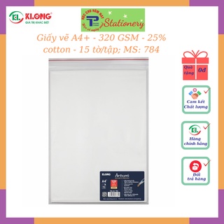 Giấy vẽ màu nước klong a4 + 320 gsm - 25% cotton - 15 tờ/tập ms: 784