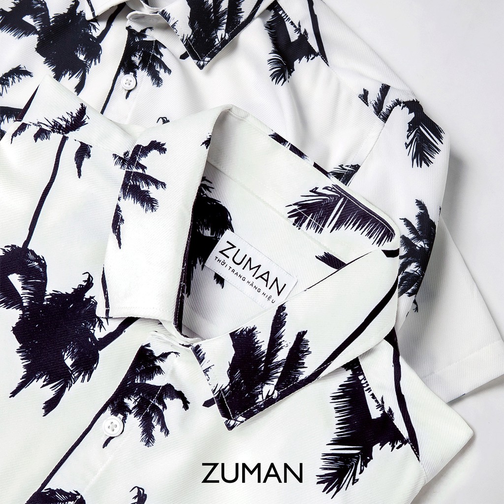 Áo sơ mi nam họa tiết tay ngắn Coconut Shirt ZUMAN ASM125, form suông, Chất lụa cao cấp, thoáng mát, không nhăn