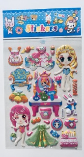 Set 10 bộ Sticker dán nổi búp bê 3D
