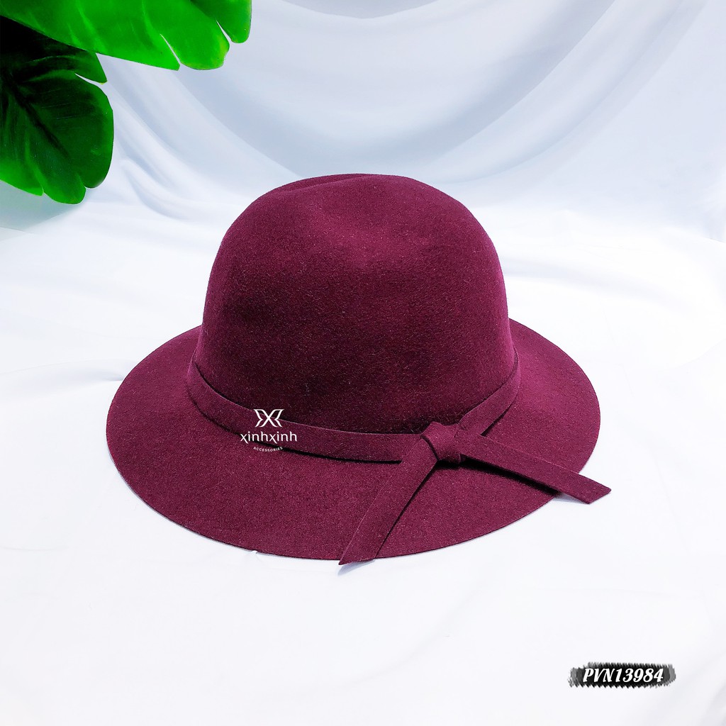 Mũ gaucho , mũ vành tròn dạ nữ đai nơ nữ tính - Xinh Xinh Accessories