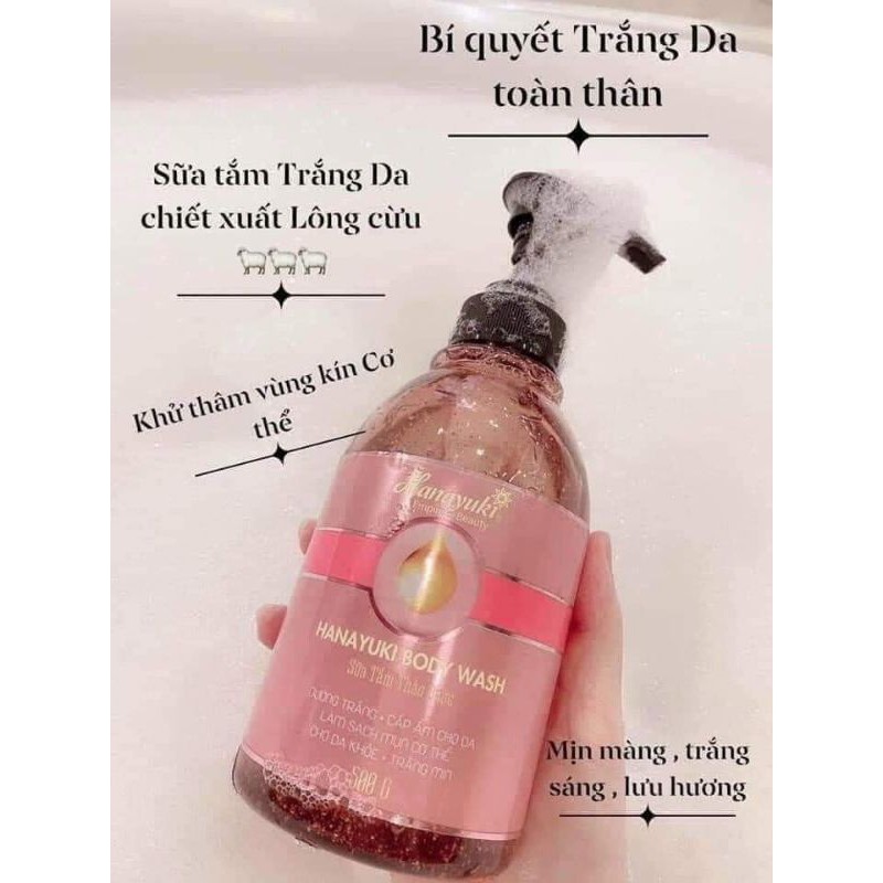 Sữa tắm trắng mịn da  thảo dược Hanayuki chính hãng  chai 250ml