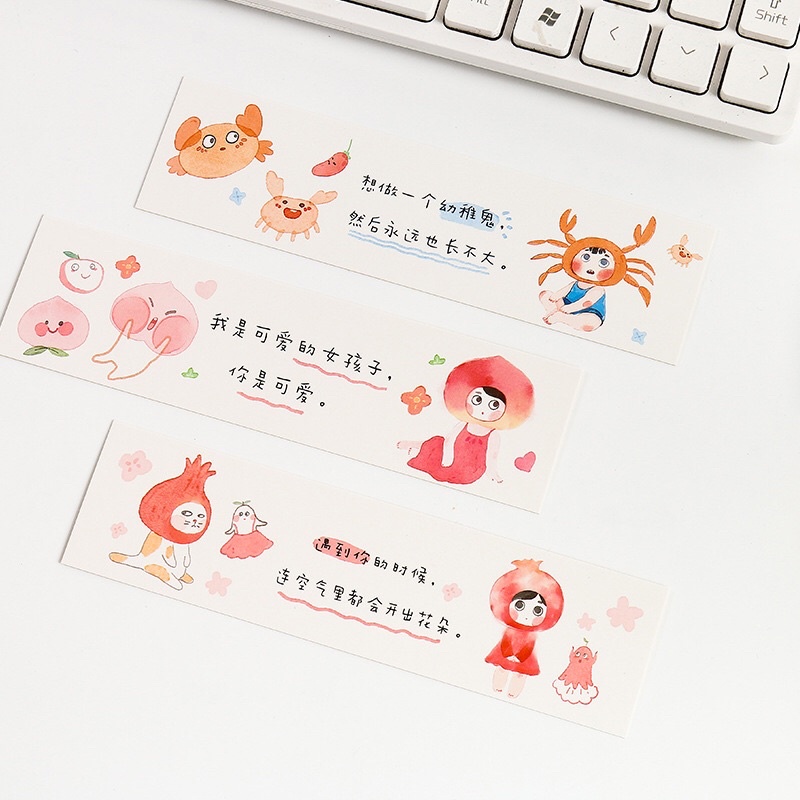 Hộp 30 tấm đánh dấu trang bookmark hoa quả