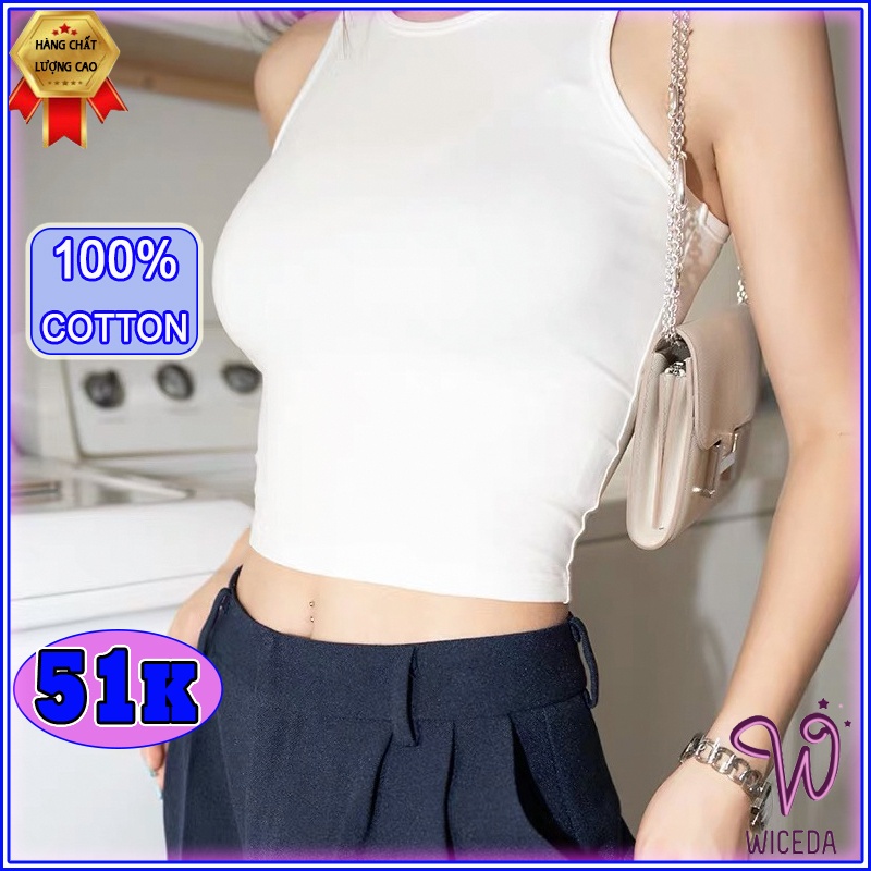 Áo ba lỗ nữ sát nách ôm,áo croptop chất vải mềm mịn co giãn 2 màu đen trắng Wiceda AL250