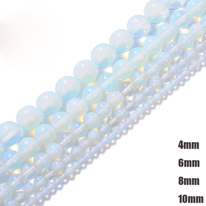 Bộ hạt đá opal màu trắng dùng làm trang sức thủ công