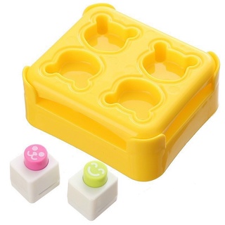 Set 4 khuôn ép cơm hình gấu mini dễ thương (kèm 2 khuôn dập rong biển)