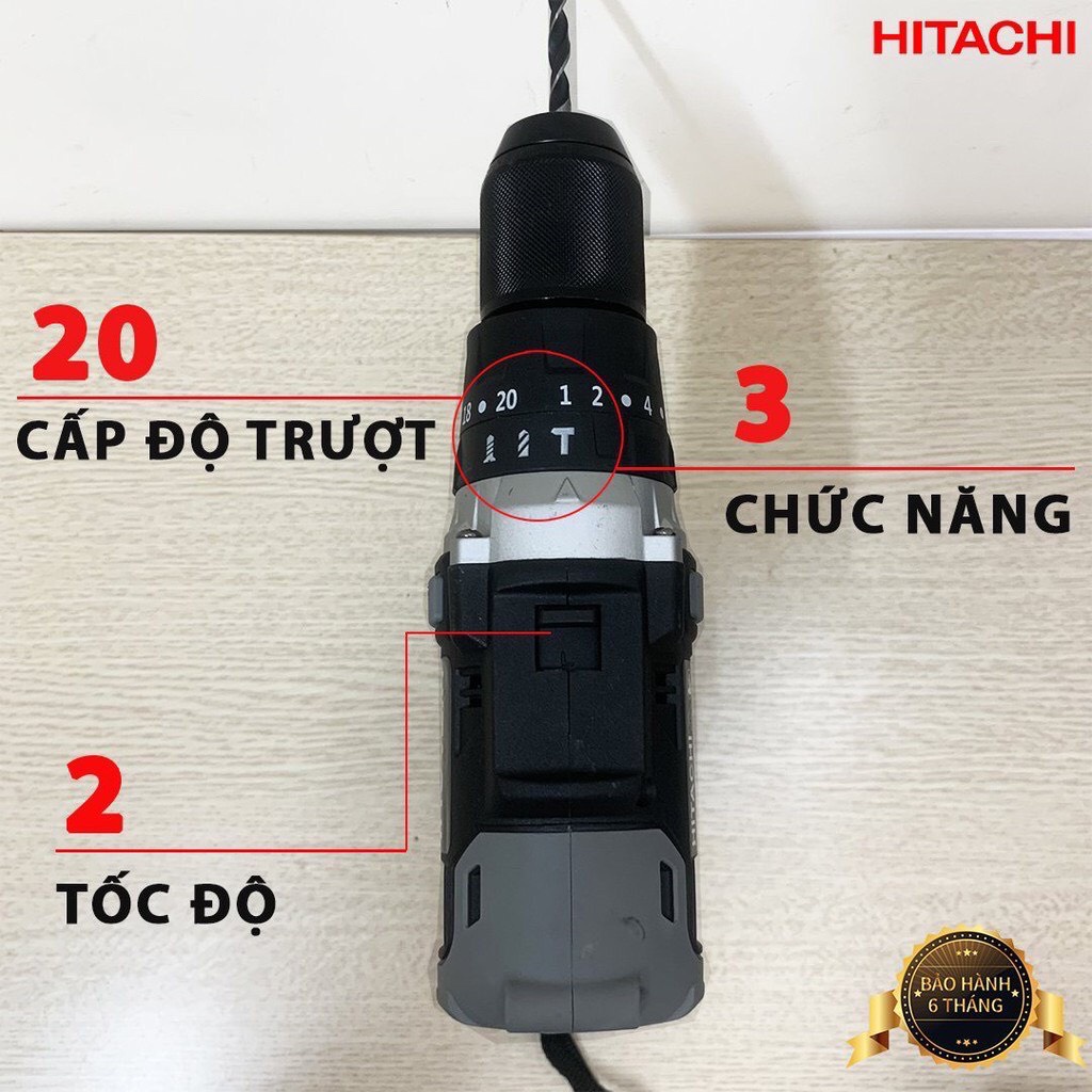 Máy khoan pin, máy khoan cầm tay bắn vít đầu 13mm HITACHI 118V pin khủng 10cell siêu khỏe bảo hành 12thg