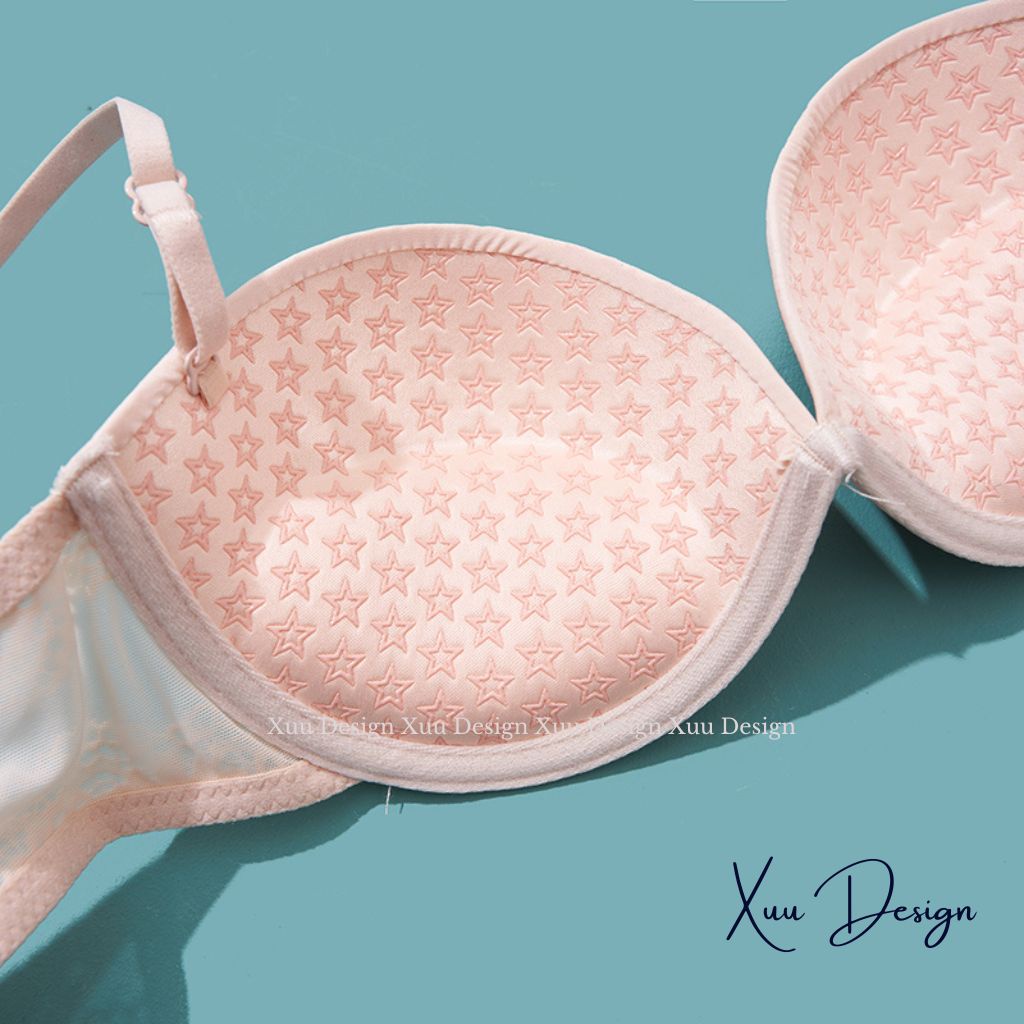 Áo lót cúp ngực đệm hình sao Wexuu Design vải su đúc phối ren có gọng chống tụt nâng ngực - AV53