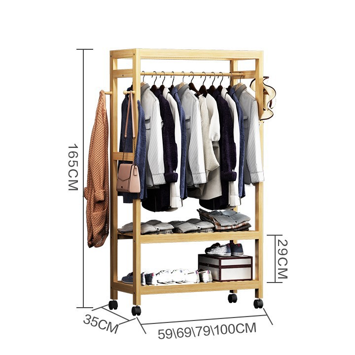 Tủ treo quần áo có bánh xe - khung treo quần áo 100cm - tủ quần áo