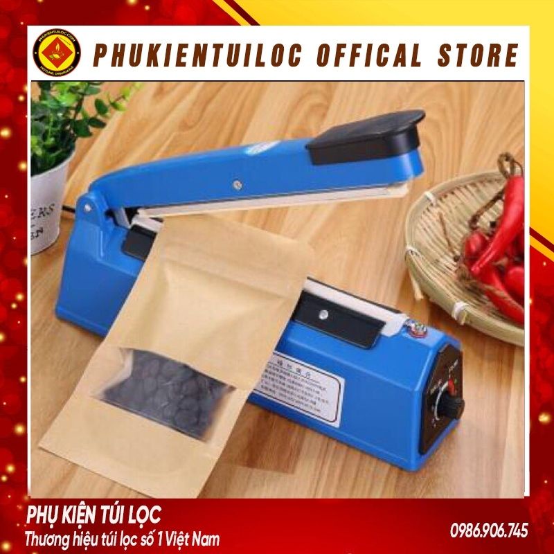 Máy hàn miệng túi nilon túi zip dập tay PFS 200 300 400 để bảo quản thực phẩm, bọc sản phẩm bán hàng, cắt màng co- PKTL
