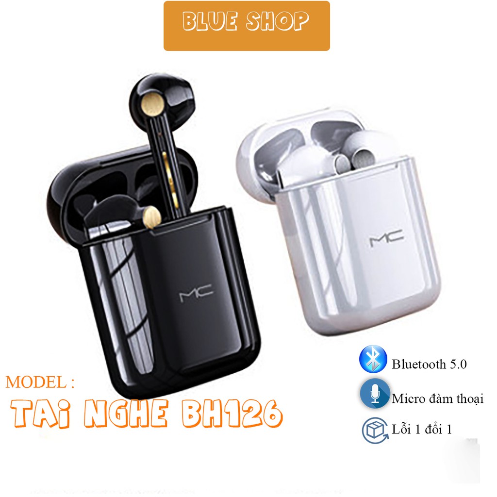 Tai nghe True Wireless Bluetooth BH126 Không Dây 5.0 cảm ứng chống nước IPX5,Tai nghe không dây  tương thích IOS ANDROID