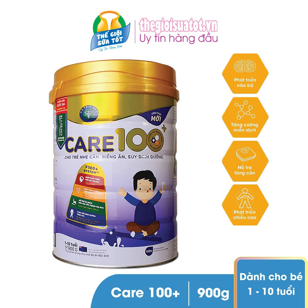 [Mã 208FMCGSALE giảm 0.08 đơn 500k] Sữa nutri CARE 100+ Dành cho trẻ biếng ăn - 900g