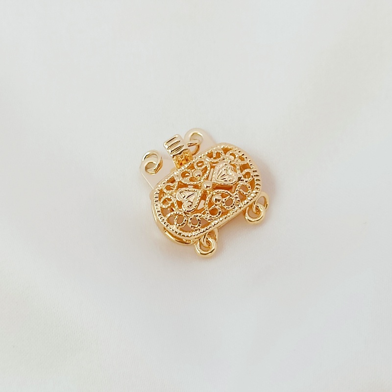 Khóa Cài Dây Chuyền Bằng Đồng Mạ Vàng 14K Hai Hàng Nút Cài DIY