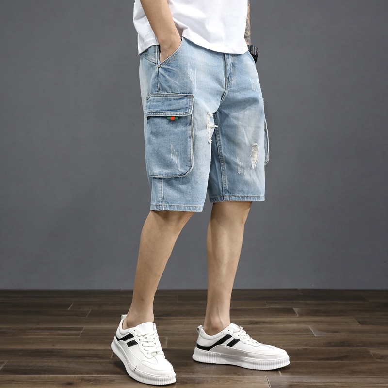 Quần Short Denim Dày Dặn Dáng Rộng Phong Cách Hàn Quốc Mẫu Mới Thời Trang Mùa Hè Cho Nam