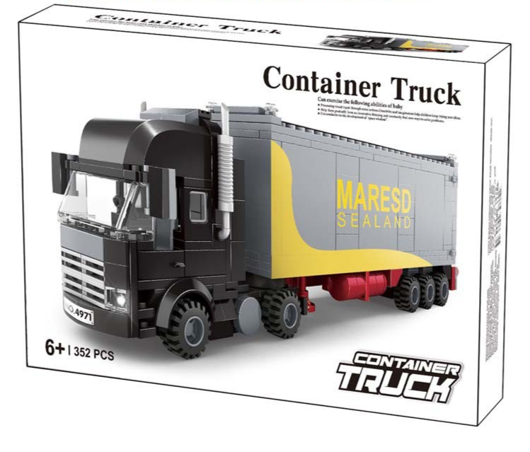 Lắp ráp xếp hình CITY 4971 : XE ĐẦU CÔNG - XE TẢI CONTAINER MÓC KÉO MÀU ĐEN 352 MẢNH