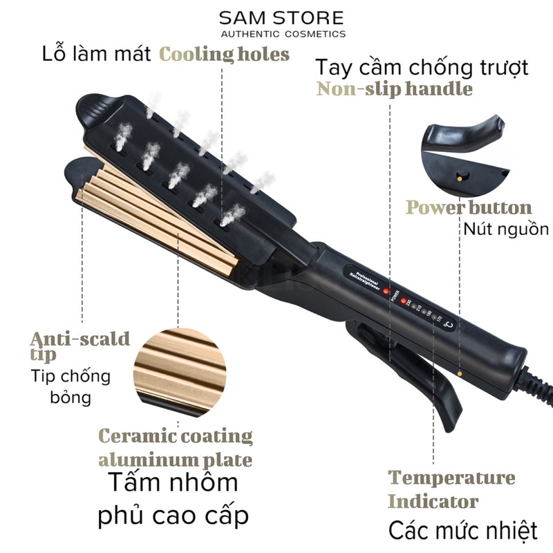 Máy dập phồng cao cấp với thiết kế tay cầm chống nóng, không mỏi tay khi sử dụng