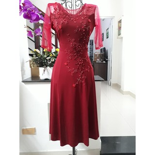Đầm dự tiệc CAO CẤP sang trọng- Voan cổ kiểu chuỗi hoa- nhiều màu (size bao vừa L/XL)