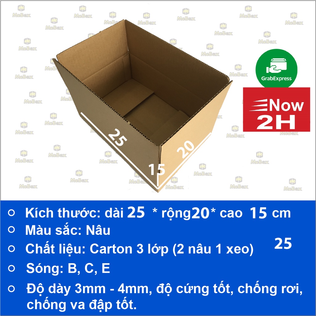 thùng hộp carton 25x20x15 bộ 20 không in