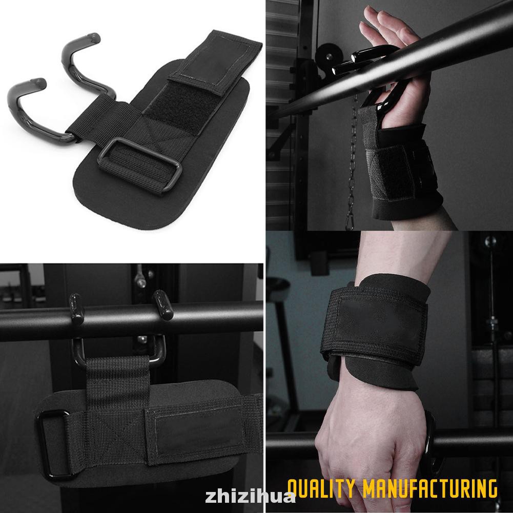 1pair Men Women Workout Gym Steel Anti Slip Strength Training Pull Up Thick Padded Weight Lifting Hook
