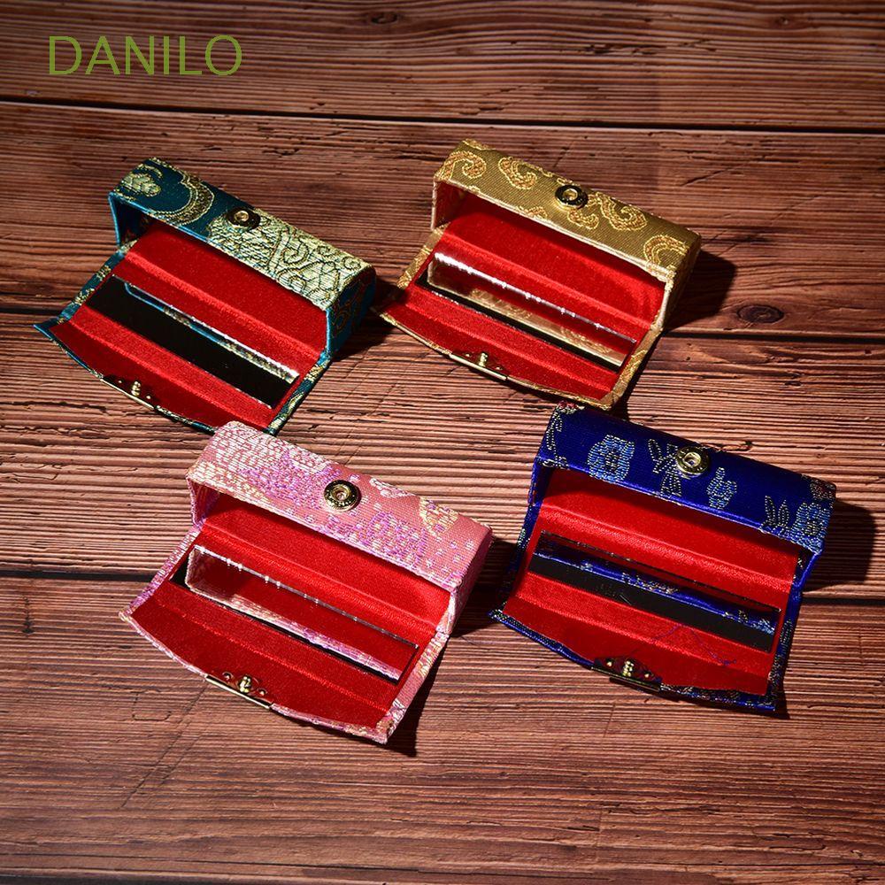 Danilo Hộp Đựng Son Môi Vải Lụa Satin Nhiều Màu Kèm Gương Thêu Hoa Xinh Xắn Ốp