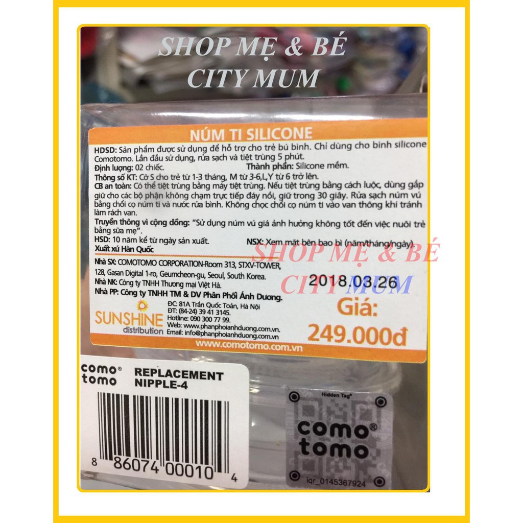 Núm ti comotomo, núm ti thay thế Comotomo 1-2-3 tia, Y-cut, chất liệu silicon không chứa BPA