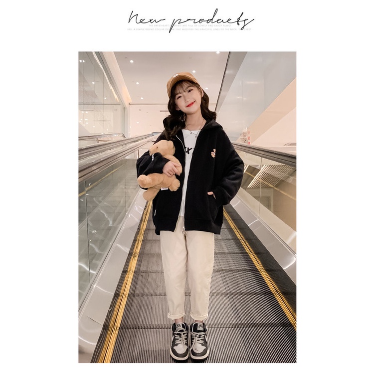 Áo khoác cardigan có mũ trùm đầu phong cách phương Tây thời trang mùa thu 2021 dành cho bé gái