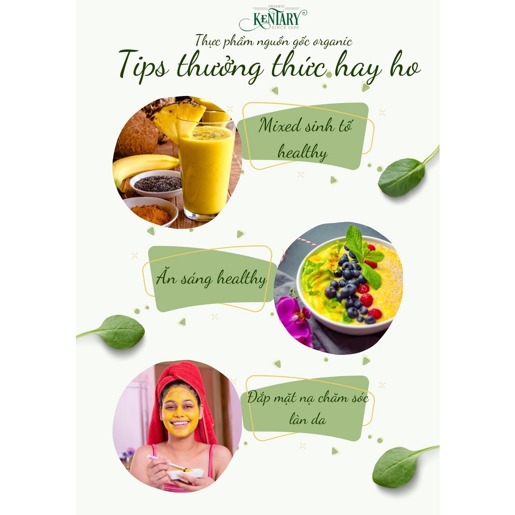 Tinh Bột Nghệ Vàng Organic Kentary - Đẹp Dáng Đẹp Da - Có Giấy Kiểm Định - Hũ 250gr/500gr