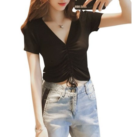 [Rẻ Vô Địch] Áo croptop dây rút ngực_có ảnh mộc