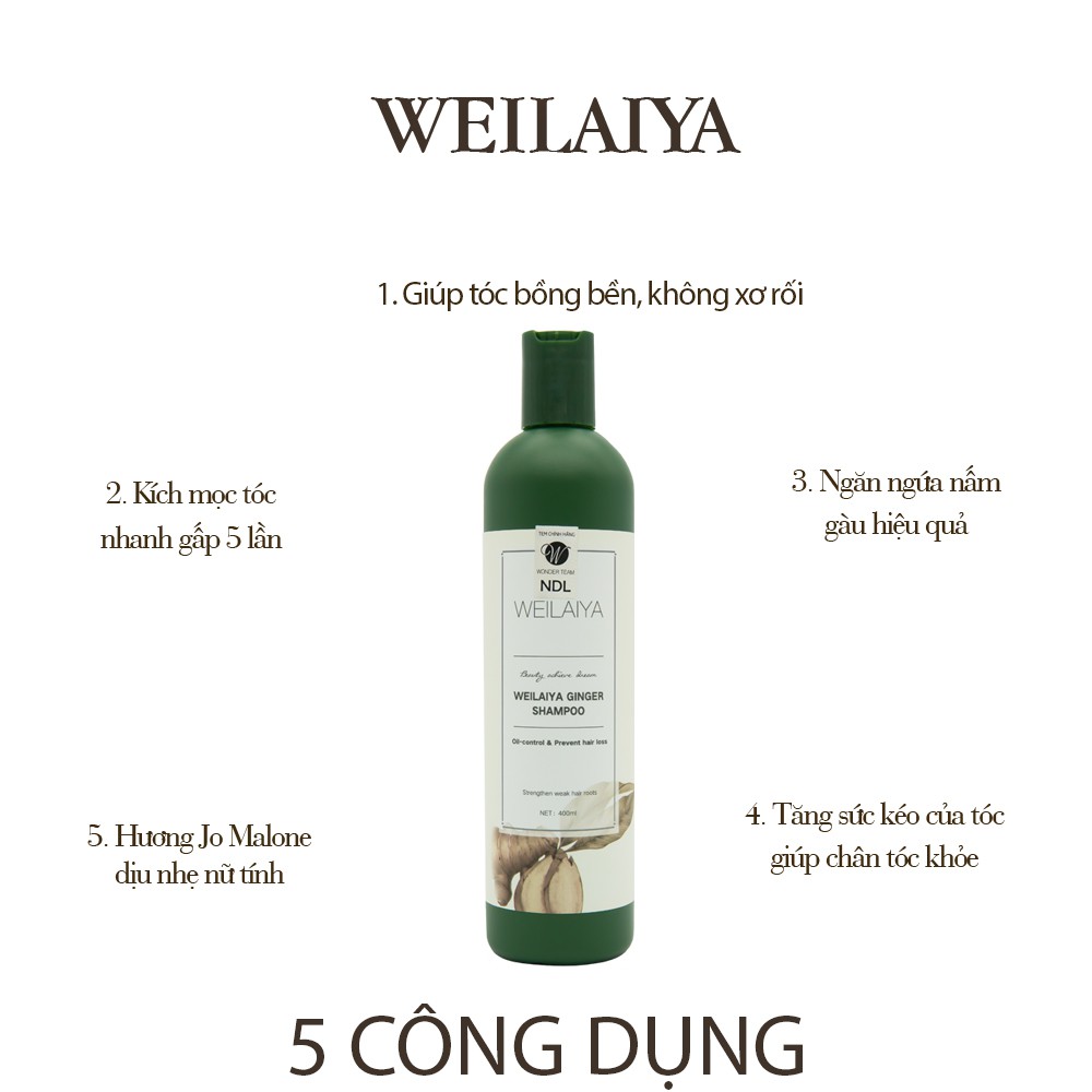 Dầu Gội Đầu Weilaiya Tinh Chất Gừng Hỗ Trợ Mọc Tóc Và Ngăn Rụng Tóc Kích Thích Mọc Tóc 400ml - Hàng Chính Hãng