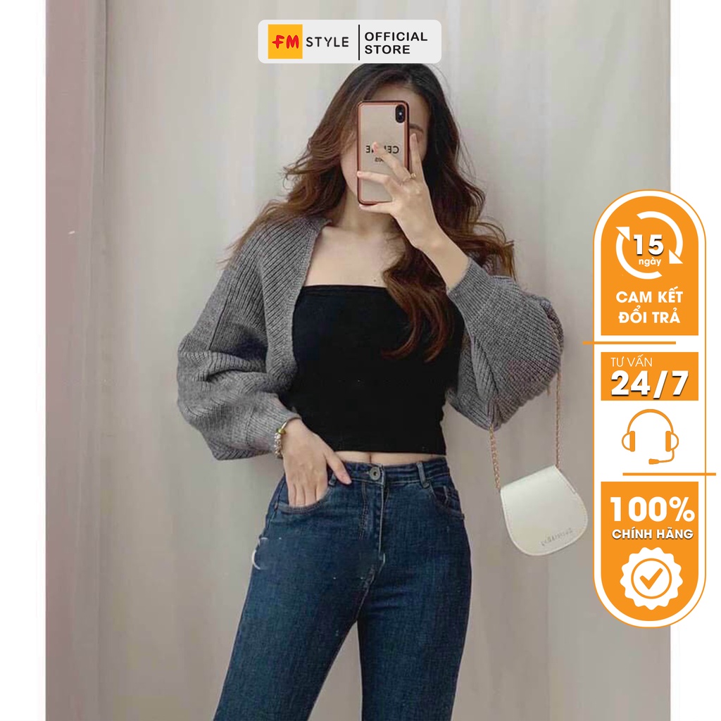 Áo khoác nữ croptop FM Style cardigan dáng ngắn tay bồng thời trang hàn quốc siêu xinh 211006080