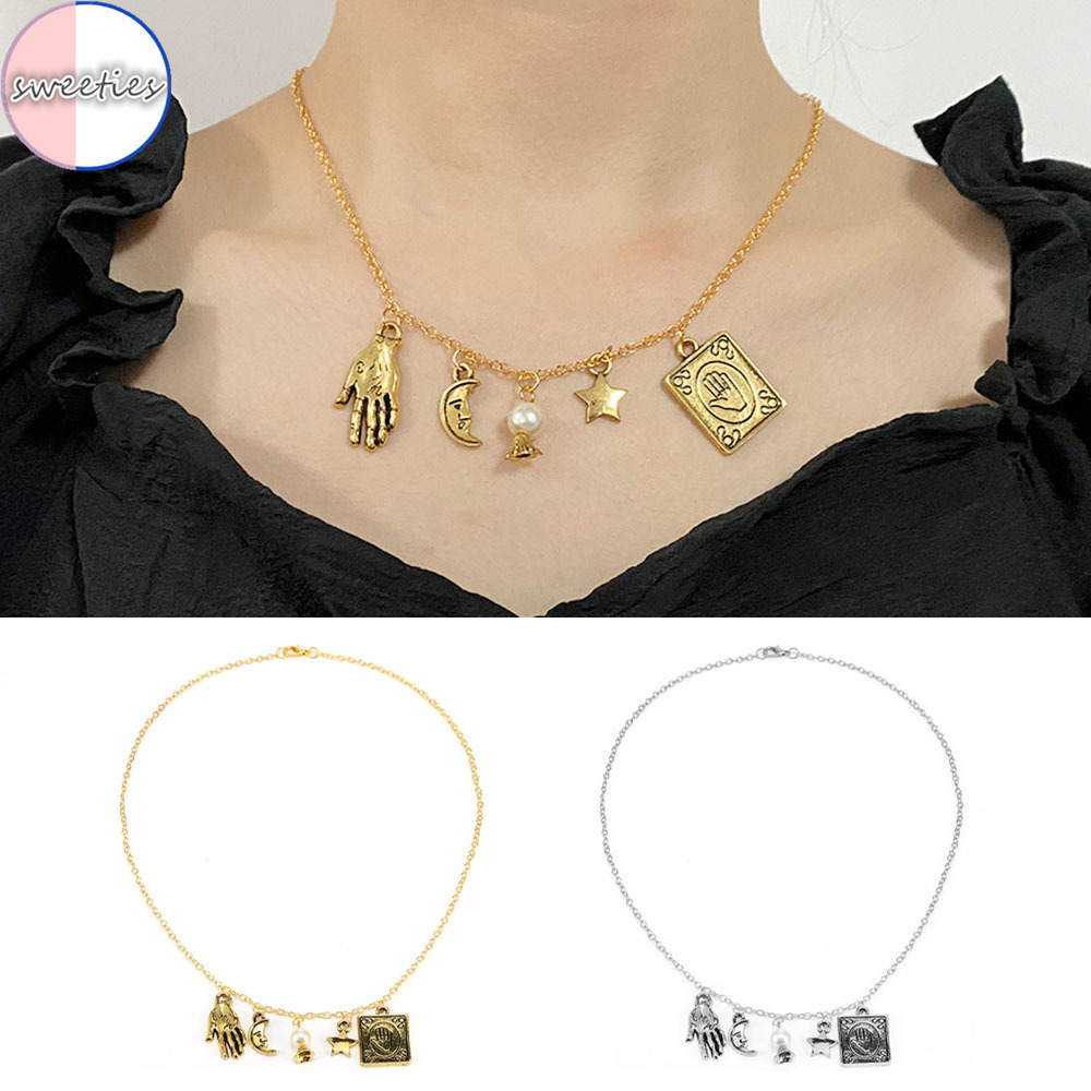 vòng cổ Hợp Kim Đính Ngọc Trai Giả Xinh Xắn COD