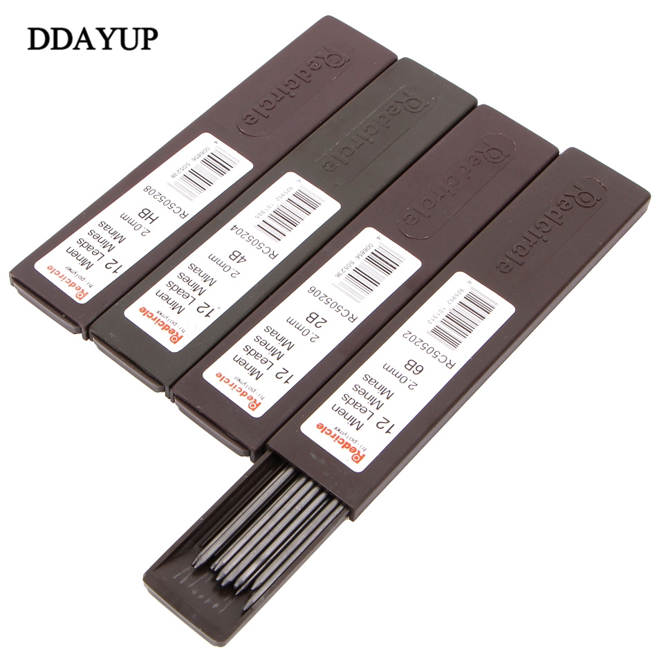 Hộp chì chì tự động 2.0mm Chì than chì HB / 2B / 4B / 6B Bút chì cơ học Vẽ chì nạp lại