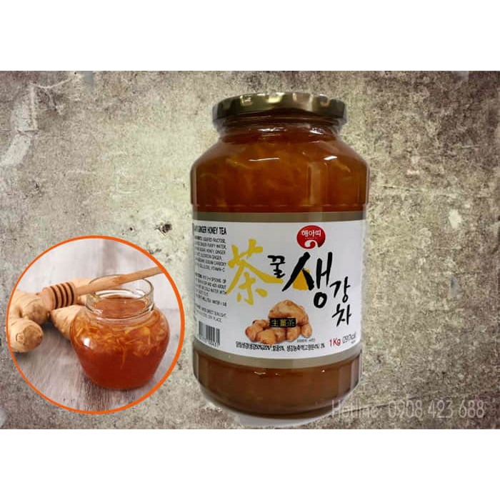 Trà gừng mật ong Hàn Quốc (hũ 1kg) - loại bỏ đi các độc tố, thanh lọc cơ thể, Giữ ẩm và tác dụng làm đẹp da.