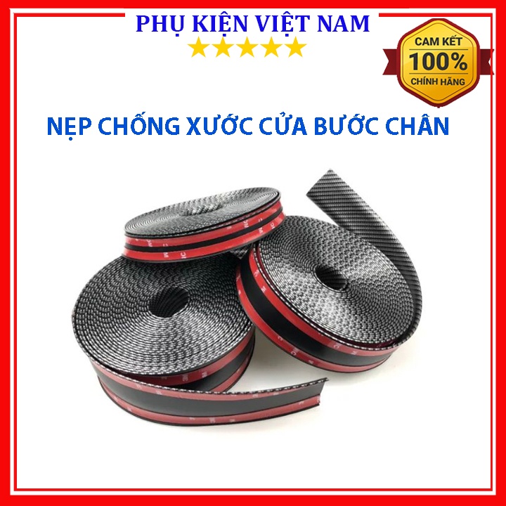 Nẹp Chống Xước Bậc Cửa Ô Tô, Nẹp Cacbon Cao Cấp - Bản Rộng 5cm